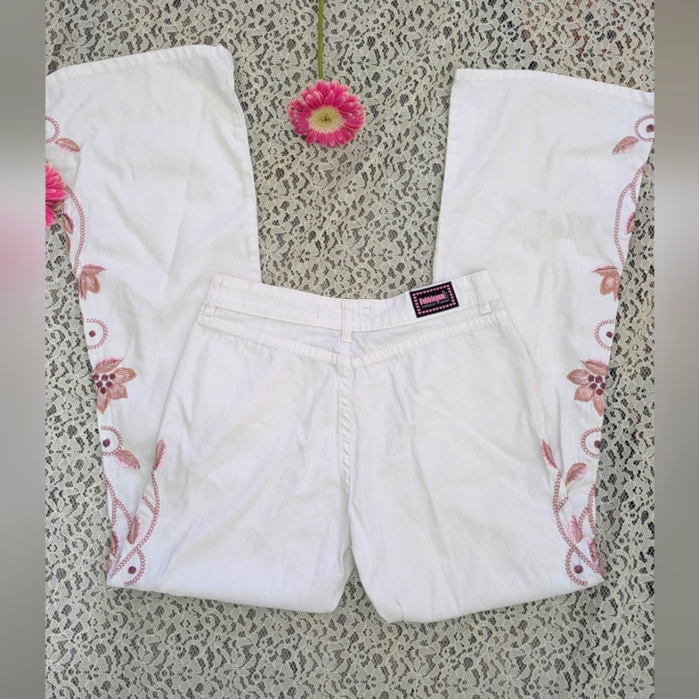 Bubblegum Y2K Embroidered Flare Leg Jeans - Picture 2 of 16